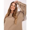 Béžová dámská viskózová mikina s třásněmi