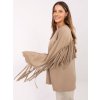 Béžová dámská viskózová mikina s třásněmi