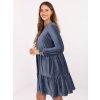 Tmavě modré sametové mini šaty s dlouhým rukávem