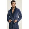 Henderson Tmavě modrý pánský žebrovaný župan Nantes