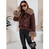 Vínová dámská koženková bunda s kožíškem