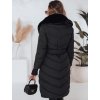 Černá dámská prošívaná zimní bunda s kožíškem