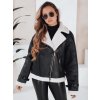 Černá dámská koženková bunda s kožešinou