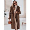 Hnědý dámský dlouhý koženkový zimní kabát CHICFROST s podšívkou