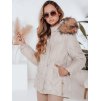 Dámská zimní světle béžová prošívaná bunda LUMORE s kapucí