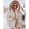 Dámská zimní světle béžová prošívaná bunda LUMORE s kapucí