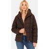 Čokoládově hnědá dámská prošívaná bunda s teplou kapucí