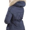 Tmavě modrá dámská prošívaná bunda s kožešinou