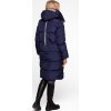 Tmavě modrá dámská dlouhá prošívaná bunda