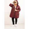 Vínová dámská plus size prošívaná bunda s kapucí