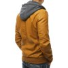 Žlutá pánská koženková bunda s kapucí