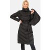 Černý dámský zimní prošívaný kabát s vázáním v pase