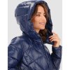 Tmavě modrá dámská péřová prošívaná bunda s kapucí