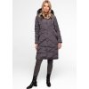Šedý dámský dlouhý zimní prošívaný kabát