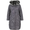 Šedý dámský dlouhý zimní prošívaný kabát