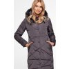 Šedý dámský dlouhý zimní prošívaný kabát