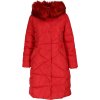 Červený dámský dlouhý zimní prošívaný kabát