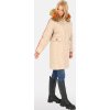Béžová dámská zimní prošívaná bunda s ozdobnými pruhy