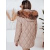 Dámská zimní béžová prošívaná bunda LUMORE s kapucí