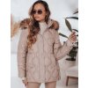 Dámská zimní béžová prošívaná bunda LUMORE s kapucí