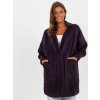 Tmavě fialový dámský teddy kabát s kapsami