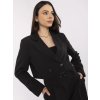 Černý dámský elegantní komplet s crop sakem a širokými kalhotami