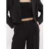 Černý dámský elegantní komplet s crop sakem a širokými kalhotami