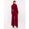 Vínový dámský elegantní komplet s crop sakem a širokými kalhotami
