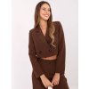 Hnědý dámský elegantní komplet s crop sakem a širokými kalhotami