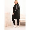 Černý dámský plus size teddy kabát s kapsami