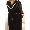 Černý dámský plus size teddy kabát s kapsami