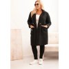 Černý dámský plus size teddy kabát s kapsami