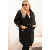 Černý dámský plus size teddy kabát s kapsami