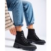 Černé šněrovací semišové kotníkové boty