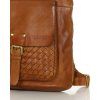MARCO MAZZINI Hnědý kožený batoh s pletenou vsadkou (Velikost ONE SIZE)