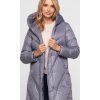 Modrošedý dámský péřový prošívaný kabát