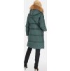 Elegantní lahvově zelená dámská péřová bunda s kontrastním pruhem