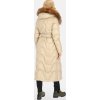 Světle béžový dámský péřový prošívaný kabát