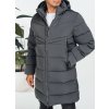 Šedá pánská zimní prošívaná bunda s kapucí