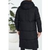 Černá pánská dlouhá zimní prošívaná bunda s odnímatelnou kapucí