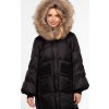 Černá dámská péřová bunda s přírodní kožešinou