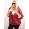 Vínová dámská plus size bunda zateplená měkkým beránkem