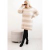 Béžovo-smetanové dámské pruhované svetrové šaty s viskózou