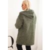 Khaki dámský viskózový Plus Size kabát na zip s kapucí