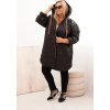 Černá dámská plus size prošívaná bunda s kapucí (Velikost ONE SIZE)
