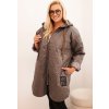 Cappuccino dámská plus size prošívaná bunda s kapucí