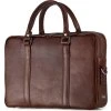 Tmavě hnědá kožená taška na notebook