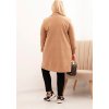 Camel dámský elegantní plus size kabát  s límcem a velkými kapsami