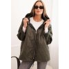 Dámská khaki prošívaná bunda s kapucí