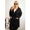 Černý dámský bavlněný Plus Size kardigan s kapucí a kapsami